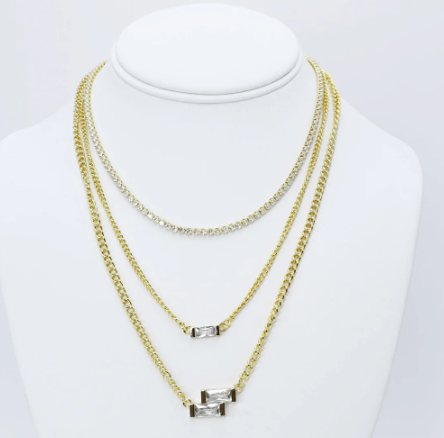TJ  -  Crystal Trinity Layer Necklace