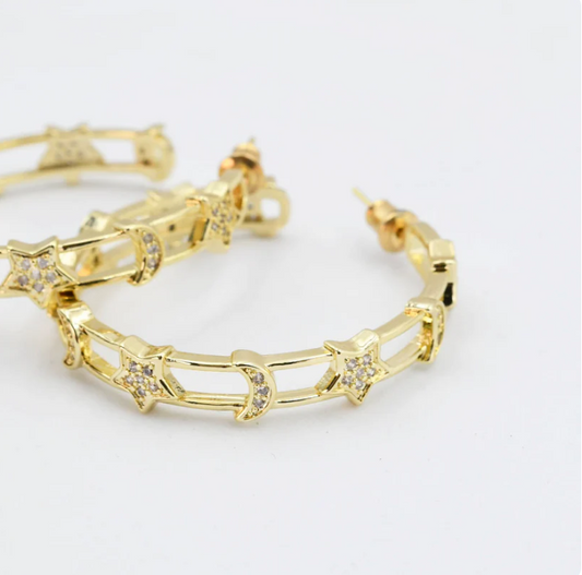 TJ - Star Moon Gold Hoop