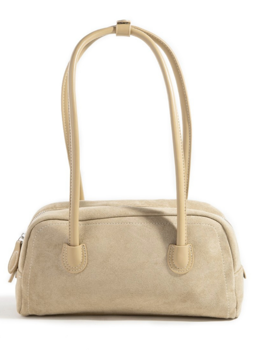 Khaki Suede Baguette Handbag