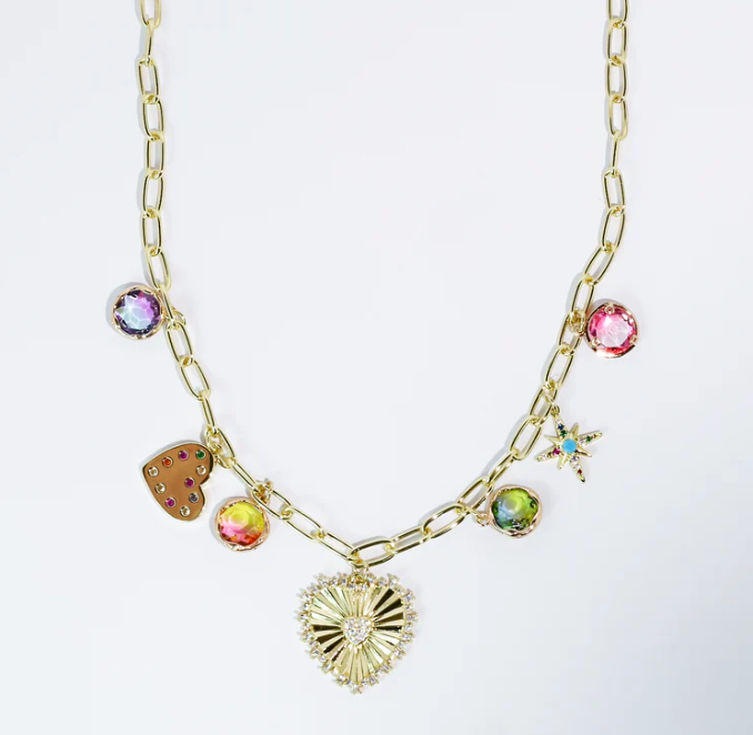TJ - Hearts Drop Charm Necklace