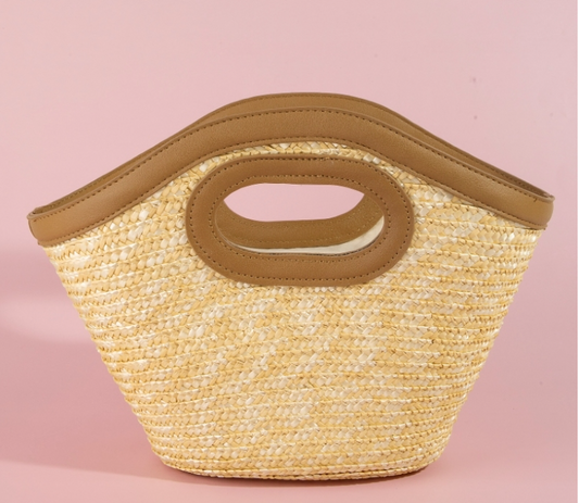 Woven Straw Bucket Beach Bag