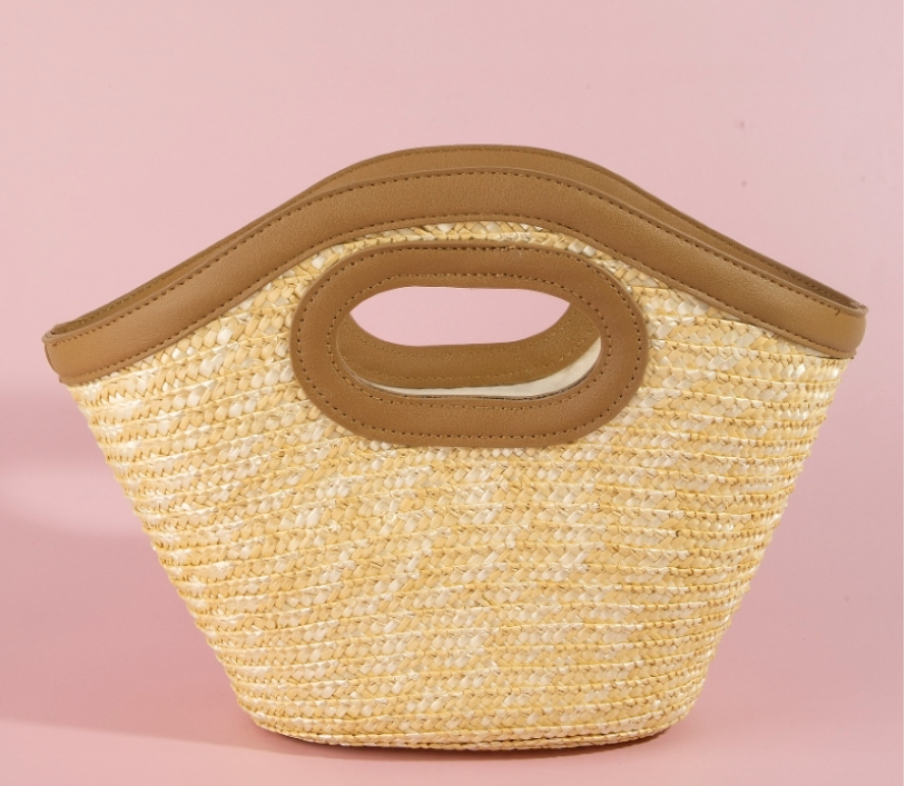 Woven Straw Bucket Beach Bag