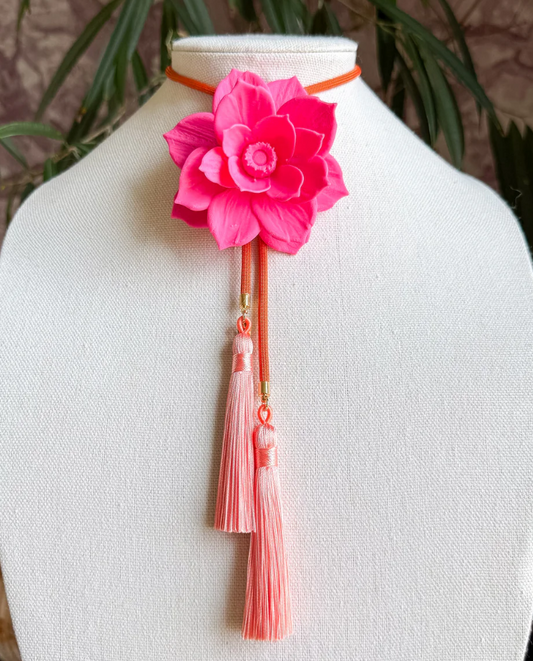 Rahya - Lotus Flower Bolo in Flamingo Pink with Solar Orange & Peach