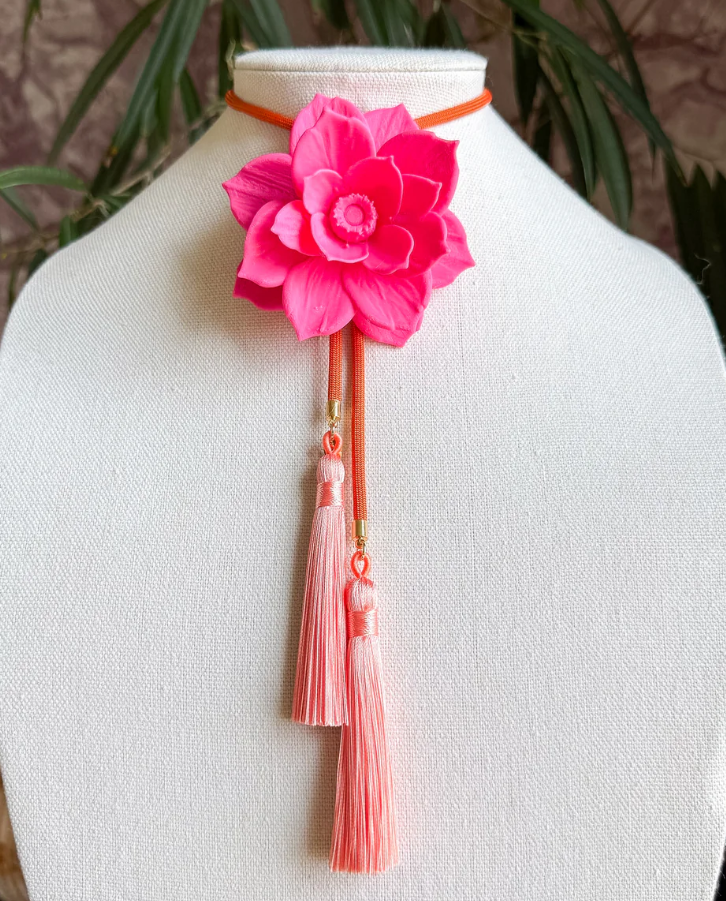 Rahya - Lotus Flower Bolo in Flamingo Pink with Solar Orange & Peach
