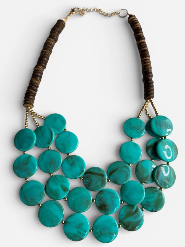 Layered Turquoise Disk Necklace