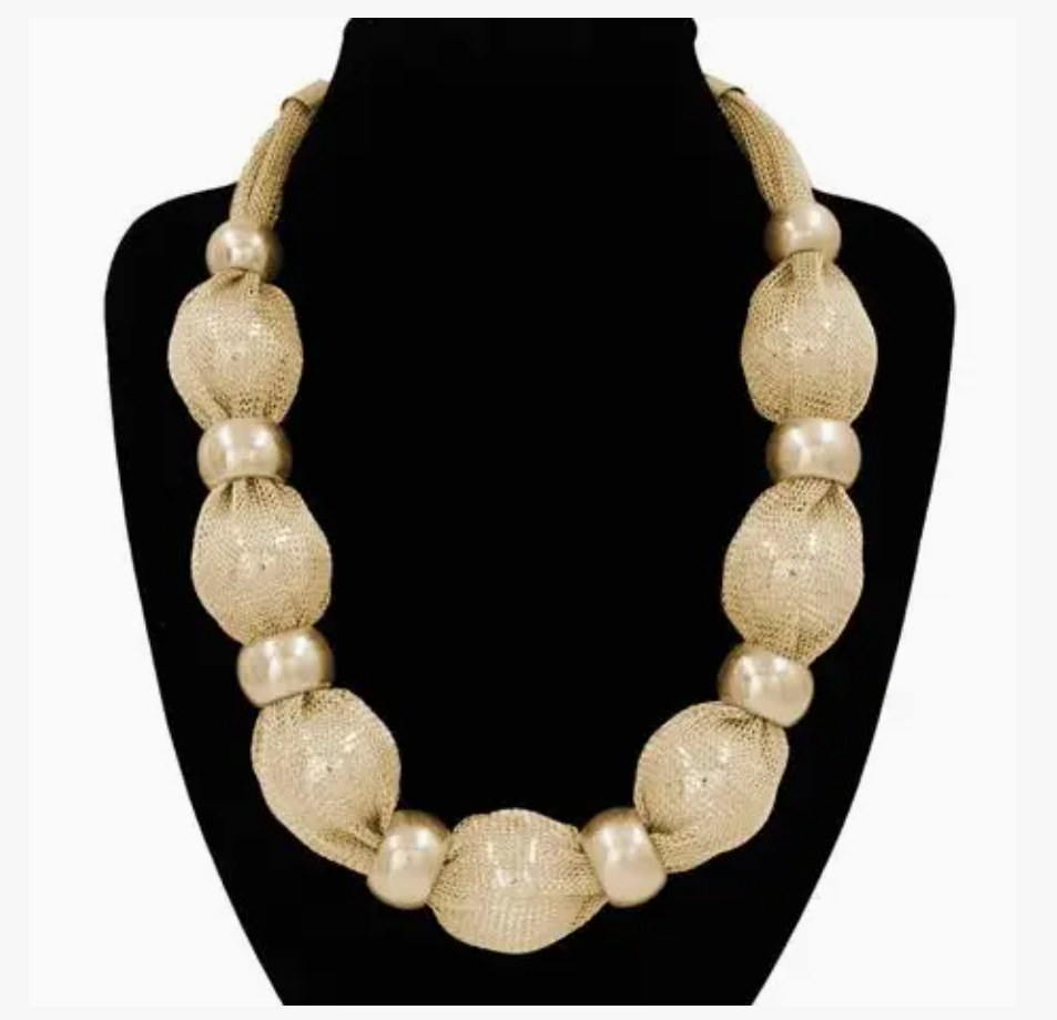Gold Mesh Bauble Necklace