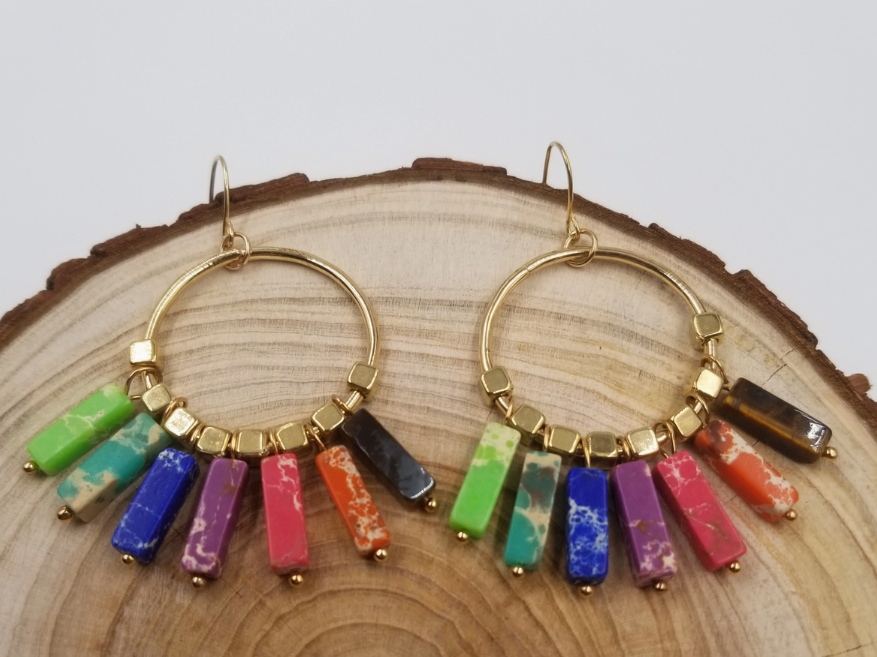 Handmade Multicolor Stone Hoops