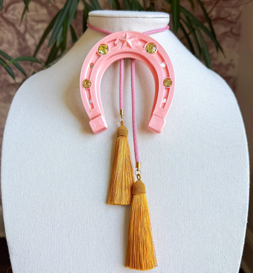 Rahya - Lucky Horseshoe Bolo in Sugar Pink with Bubblegum Pink & Golden Yellow