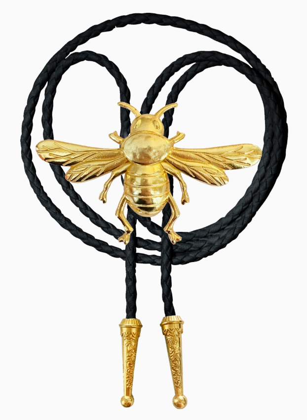 Gold Bumblebee Bolo Tie Necklace