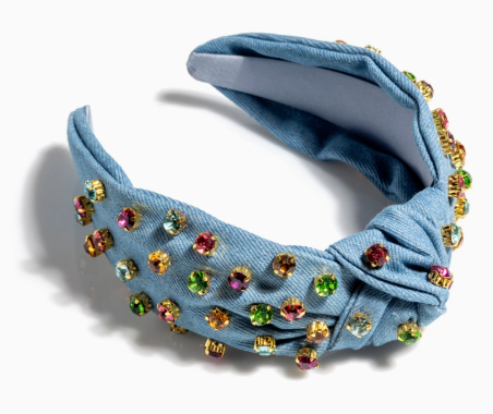 Embellished Denim Knotted Headband