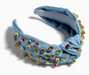 Embellished Denim Knotted Headband