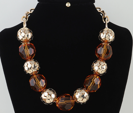 Multi Disco Crystal Beaded Chain Necklace