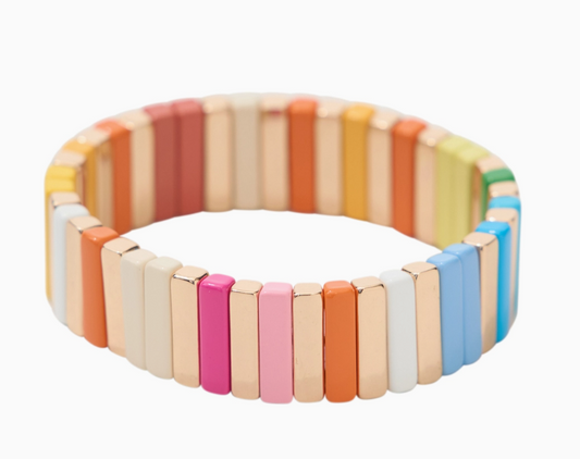 Golden Rainbow Tile Stretch Bracelet