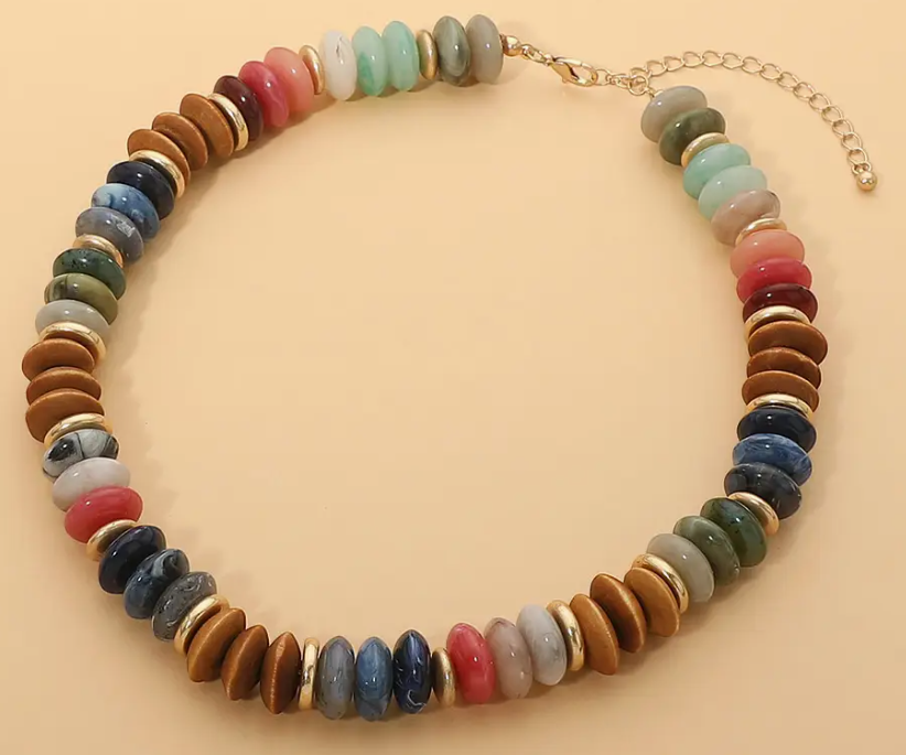 Boho Multicolor Natural Stone Beaded Necklace