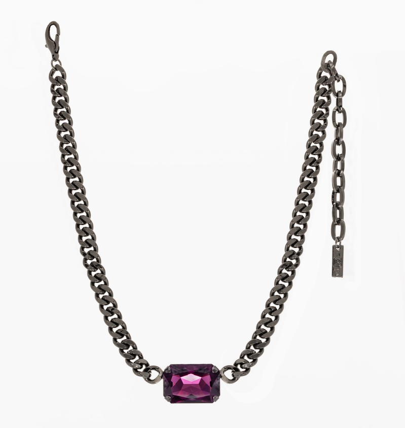 TOVA - The Darcy Necklace in Gunmetal Amethyst