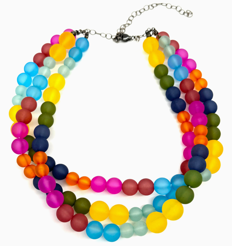 Rainbow Frosted Beaded Morgan Necklace