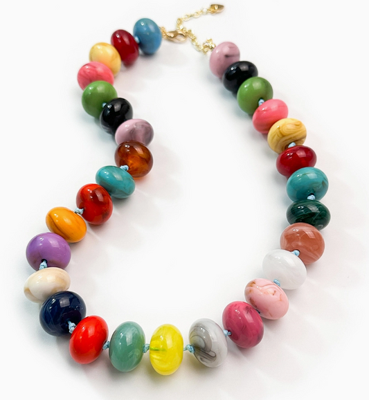 Bright Rainbow Marble Necklace