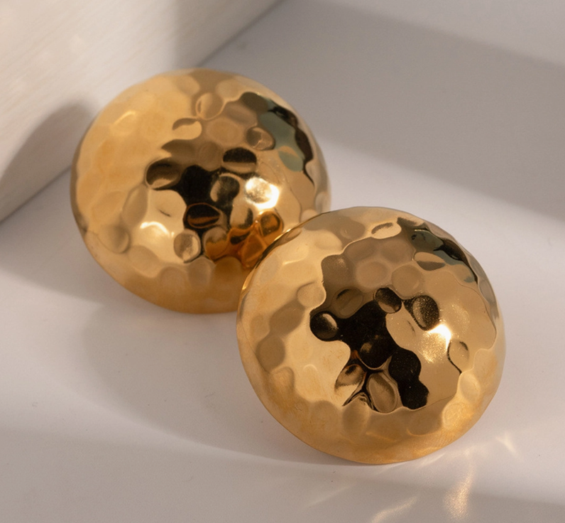 Hammered Gold Dome Earrings