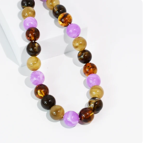 TJ - Pop Of Joy Purple & Amber Necklace