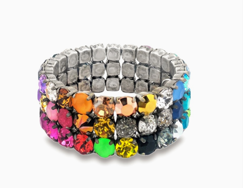 TOVA - Olivia 3 Strand Bracelet - Rainbow Ombre in Antique Silver