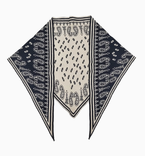 Navy Paisley Print Triangle Scarf