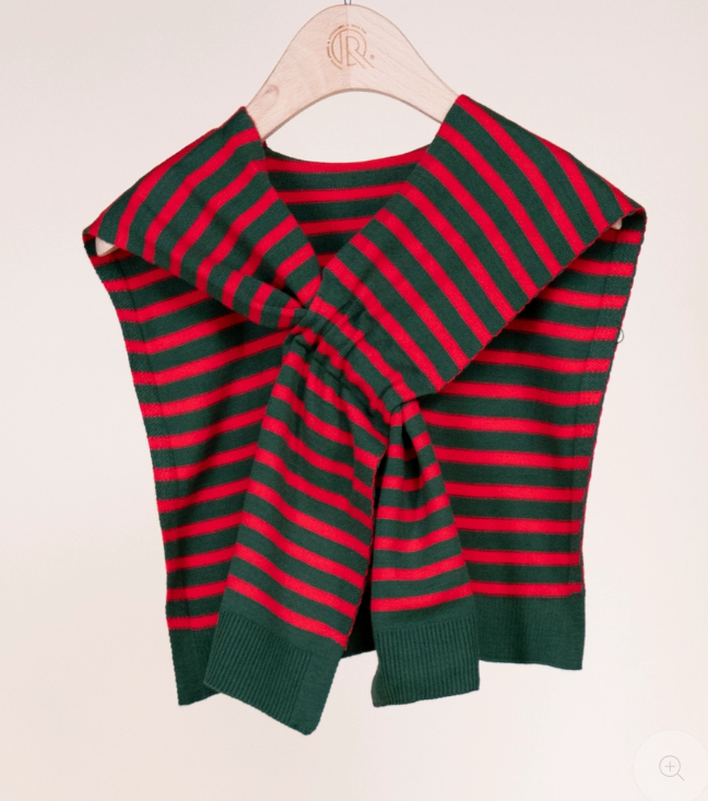 Red & Green Striped Mock Sweater