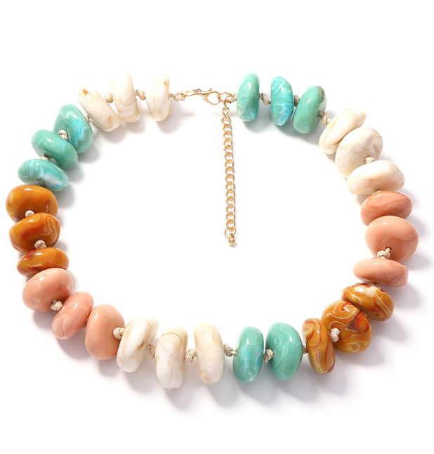 Patchwork Marble Beaded Necklace (3 colors)