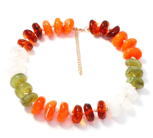 Patchwork Marble Beaded Necklace (3 colors)