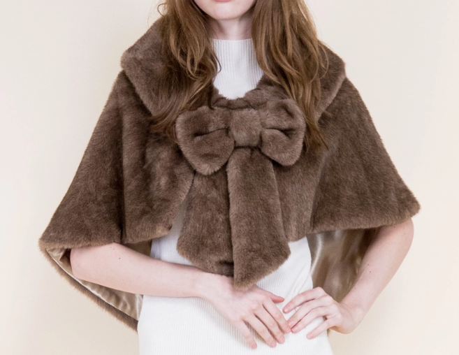 Bow Clip on Faux Fur Cape (5 colors)