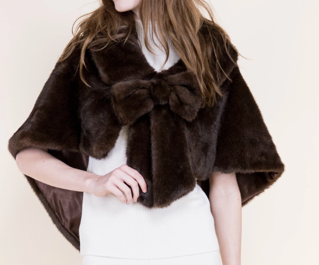 Bow Clip on Faux Fur Cape (5 colors)