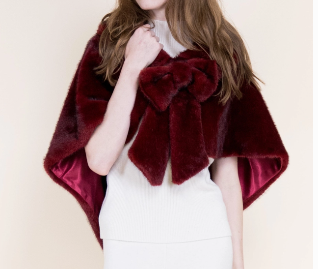 Bow Clip on Faux Fur Cape (5 colors)