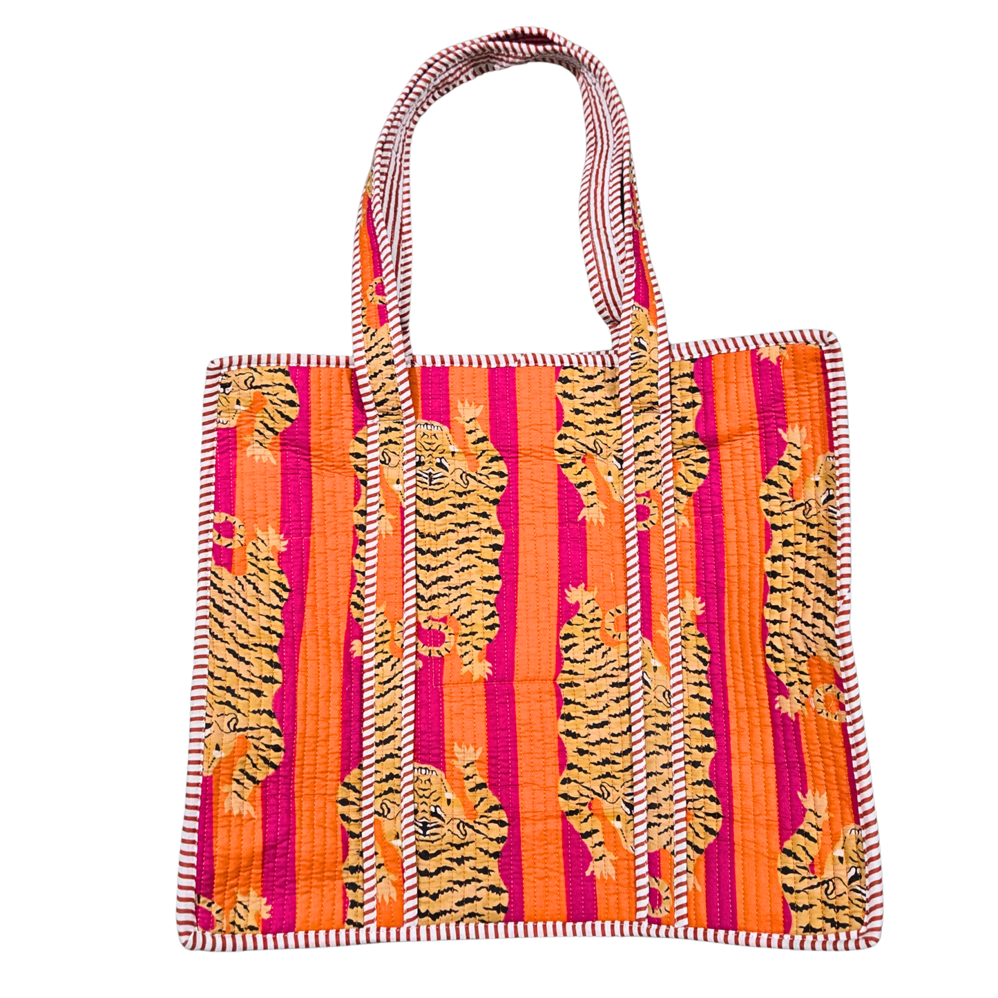Orange & Pink Oversized Tiger Quilted Bag