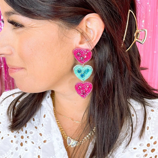 TJ - Triple Sweet Heart Earrings