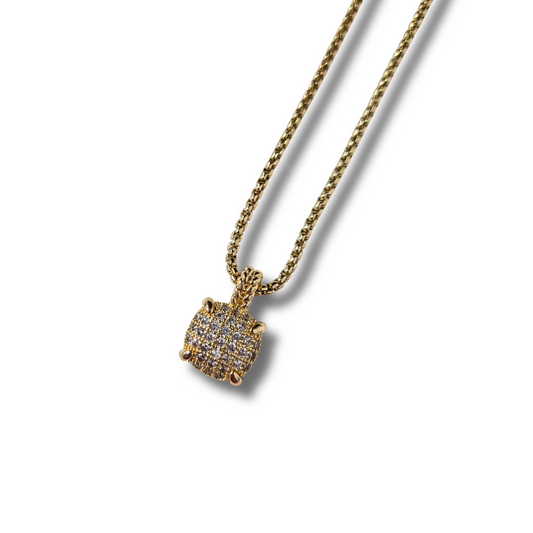 Pave' Cushion Cut Pendant Necklace