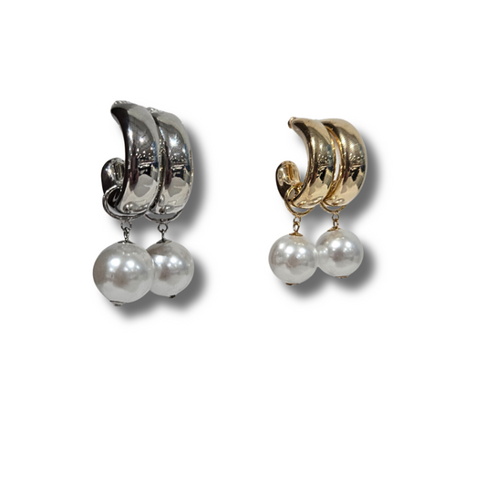 Jumbo Pearl Hoop Earrings (2 colors)