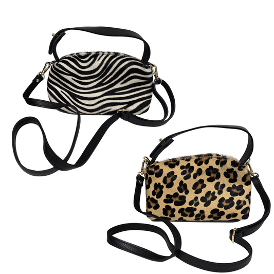 Genuine Leather Animal Print Shoulder Bag (2 colors)