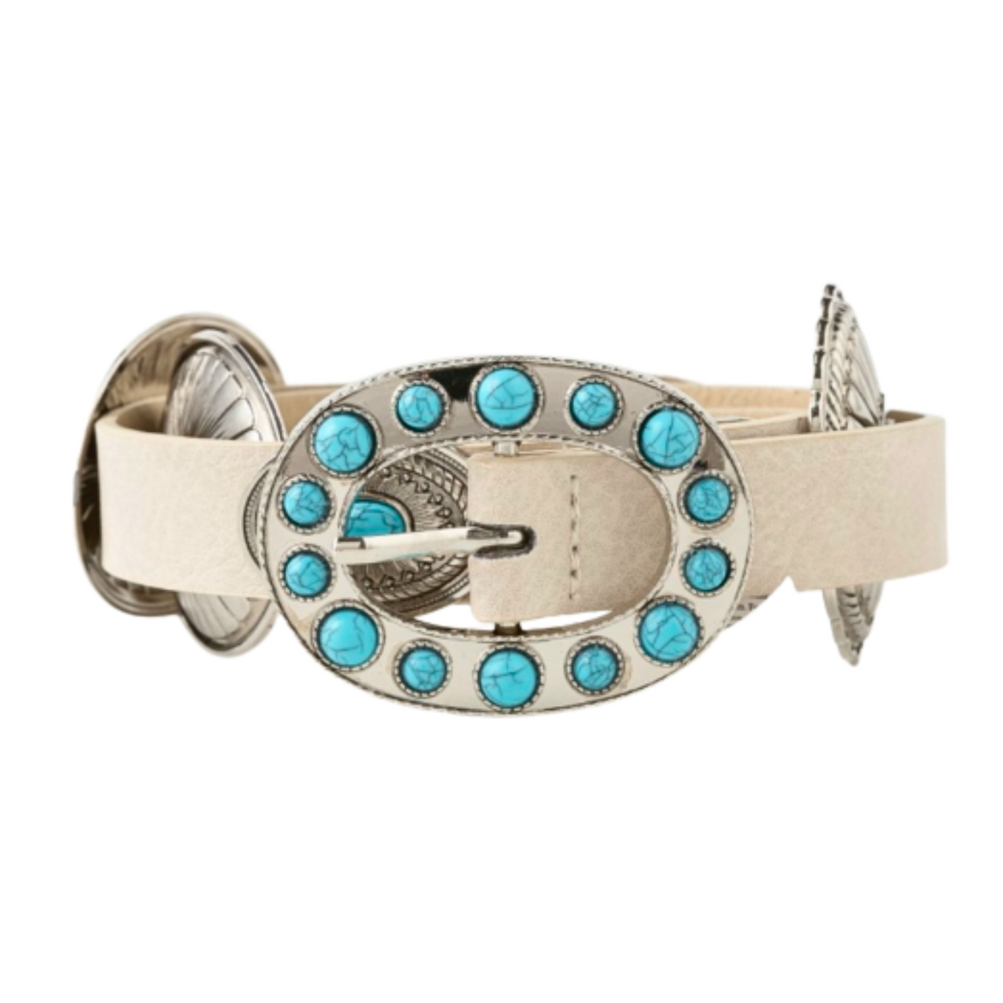 Western Round Turquoise Buckle Concho Belt