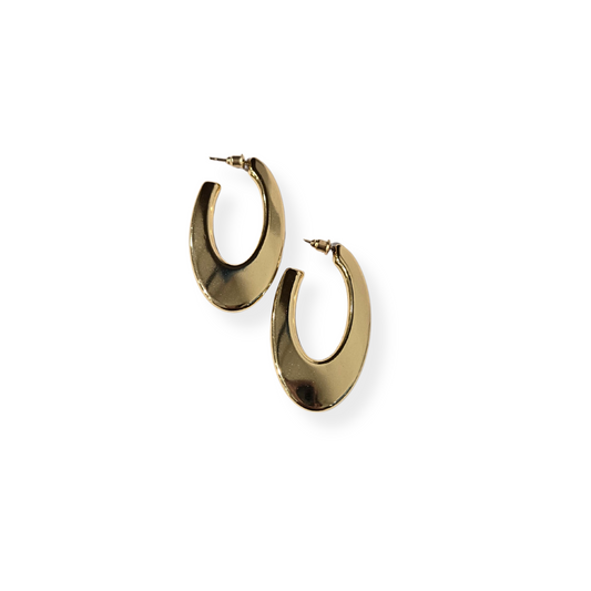 Gold Dipped Flat Oval Hoop Earring