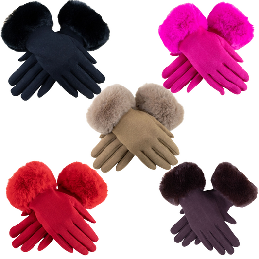 Faux Fur Cuffed Touchscreen Gloves (5 colors)