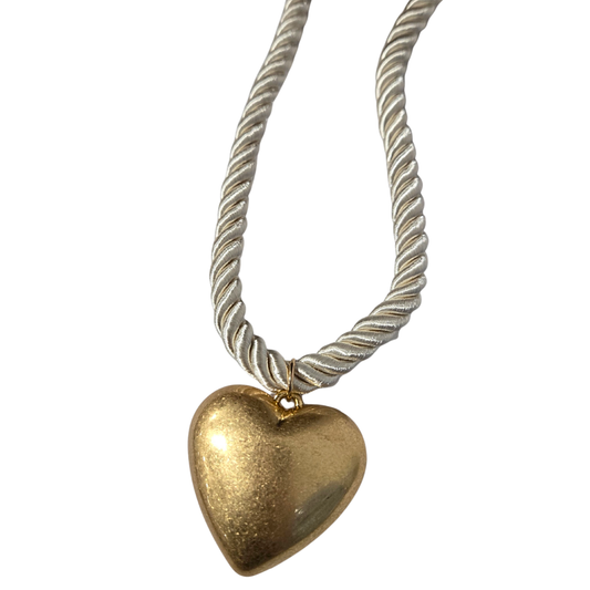 Ivory Rope Bauble Heart Necklace