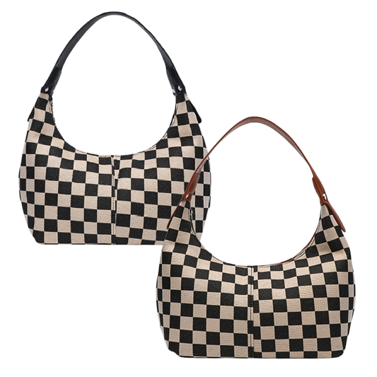 Vegan Leather Checkered Handbag (2 colors)
