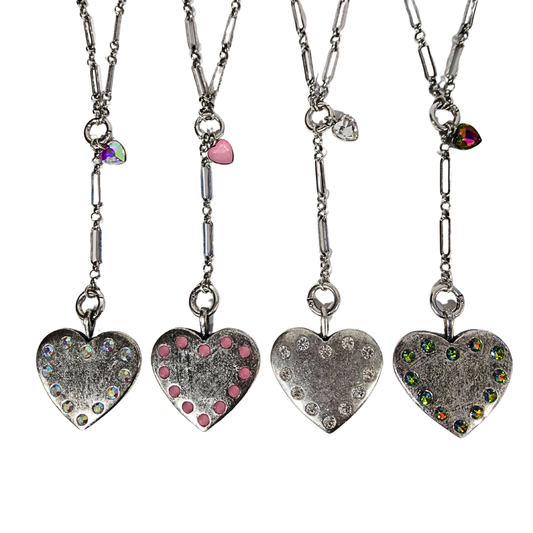 Antique Silver Heart Pendant Necklace (4 colors)