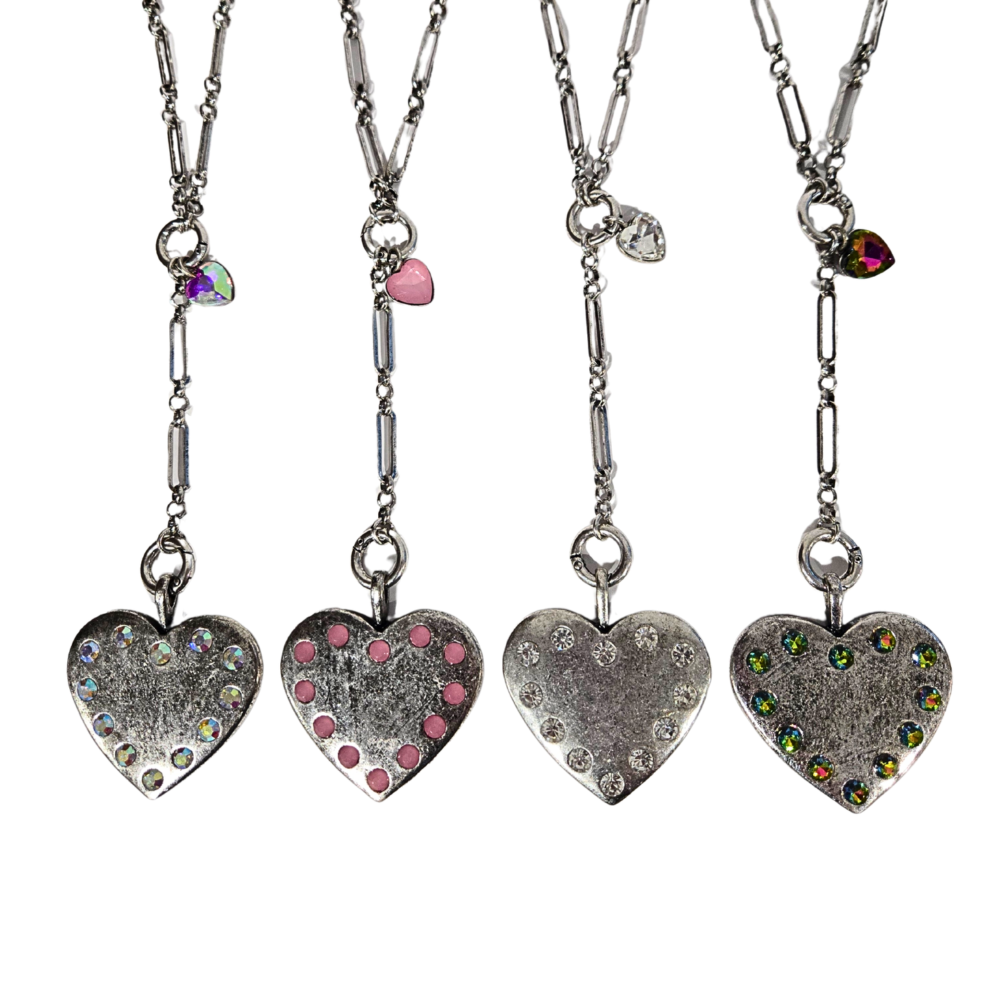 Antique Silver Heart Pendant Necklace (4 colors)