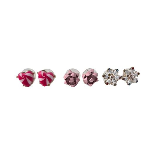 Pink Candy Christmas Earring Set