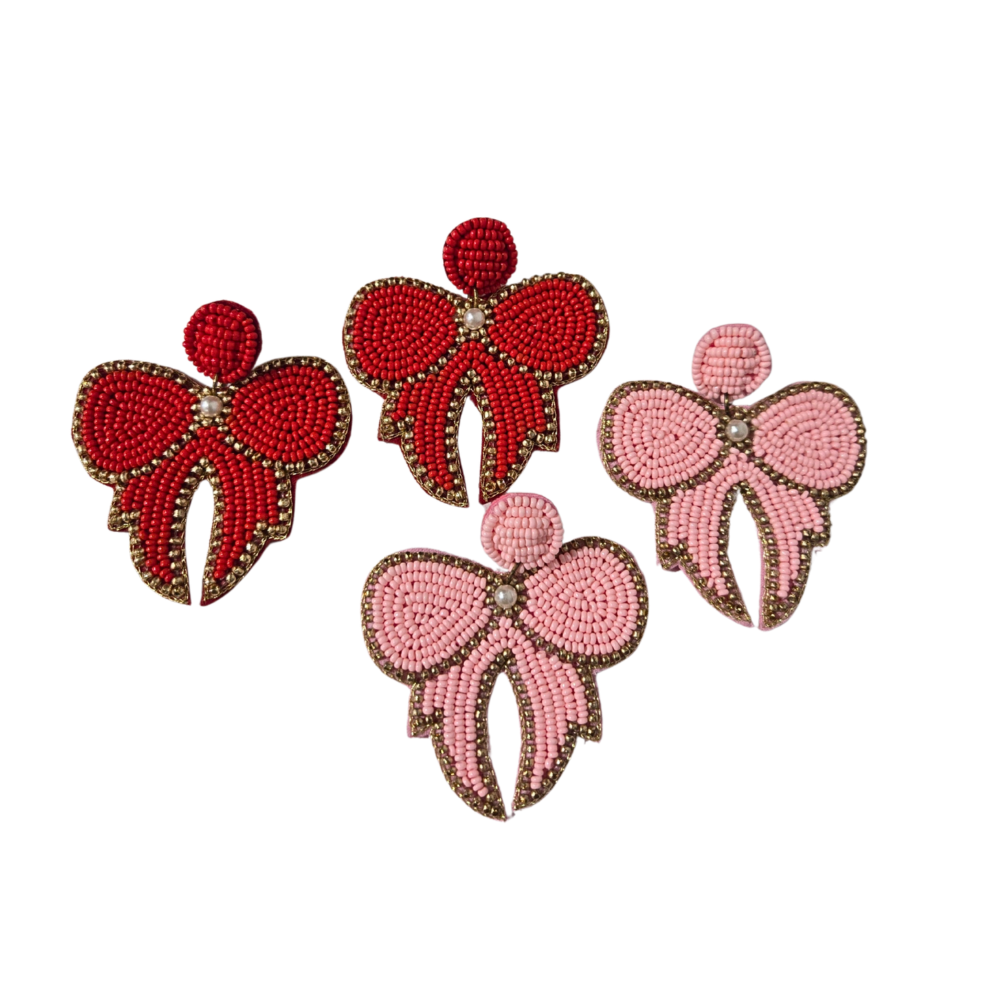 Beaded Bow Earrings (2 colors)