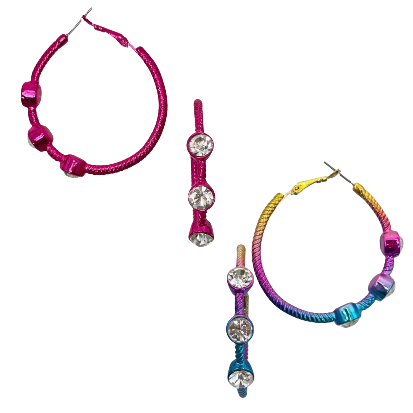 Rhinestone Twist Hoop Earrings (2 colors)