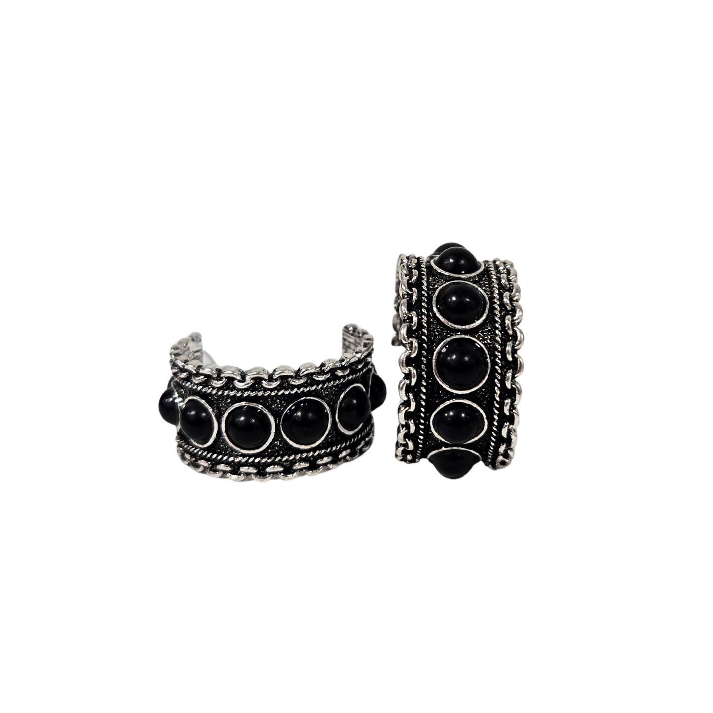 Black Studded Boho Hoops