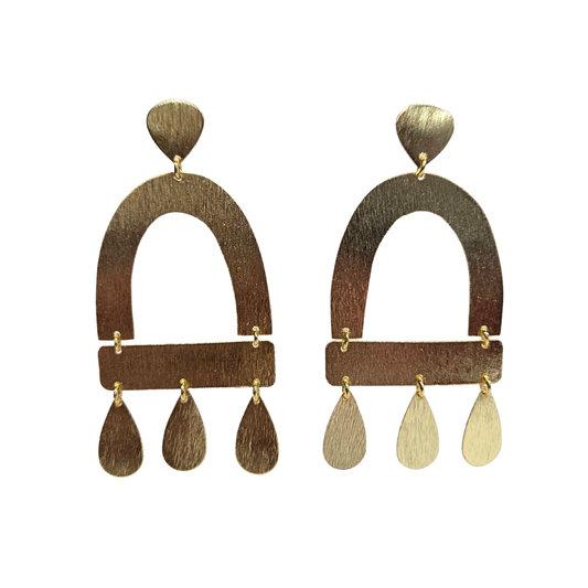 Brushed Gold Open Chandelier Earrings