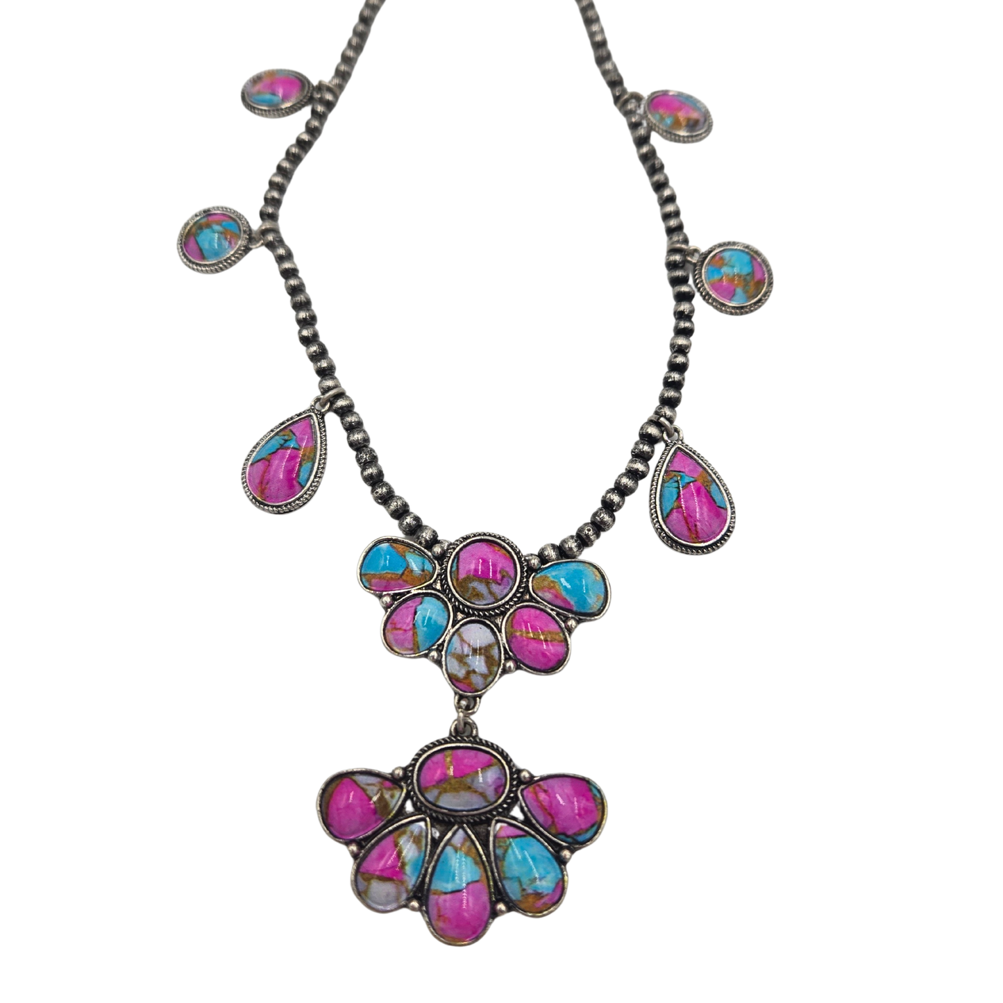 Turquoise Swirl Concho Necklace