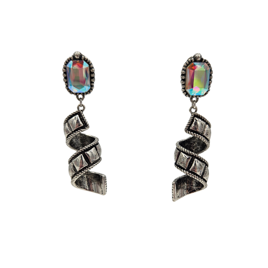 Rhinestone Spiral Bling Earrings